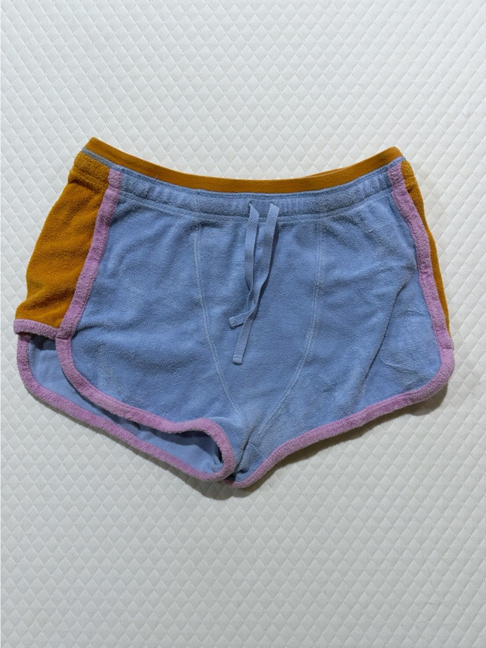 FP Movement Women's Colorblock Terry Shorts - Blue & Mustard Size Medium